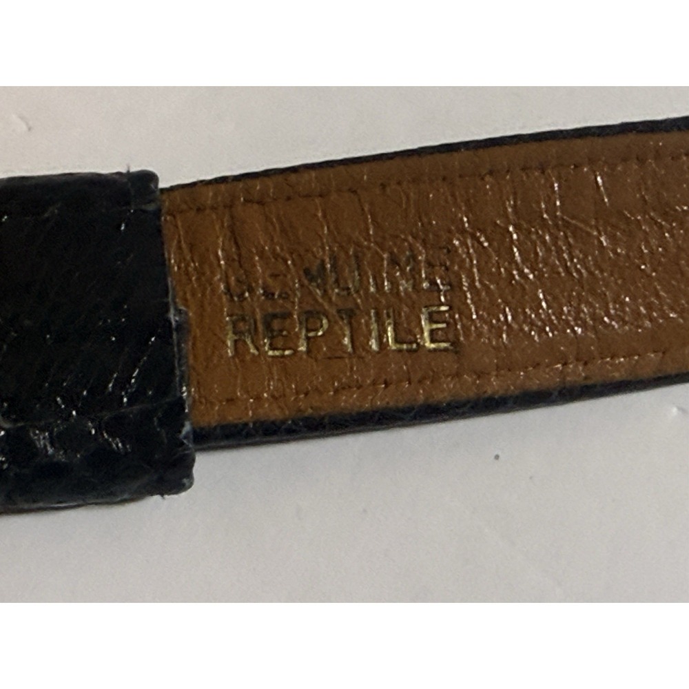 Alexis Kirk Reptile Leather Belt Sculptural Metal Clasp Vintage Statement Adjust - Picture 4 of 13